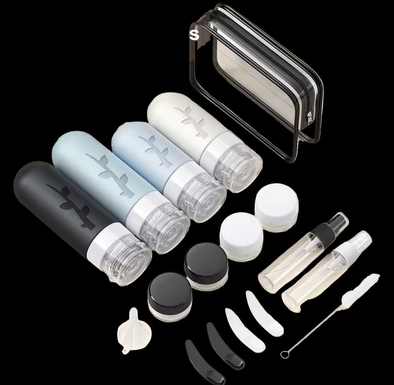 Kit de Viajes - 17 piezas antifugas aprobadas por TSA